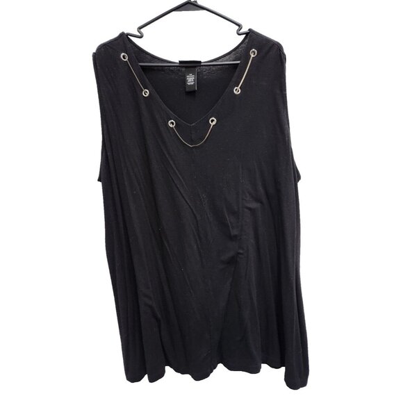 AnyWear by Catherines Womens Tank Top Sz 2X Black Chain Neck Minimalist Capsule - Picture 1 of 8